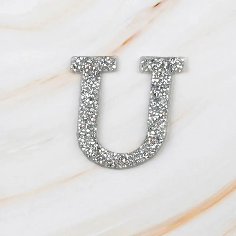 U A-Z, 1 шт., Английский алфавит, стразы, железные нашивки для одежды, горячая фиксация, аппликация, одежда, обувь, сумки, украшение, нашивка, сделай сам - Цвет: U