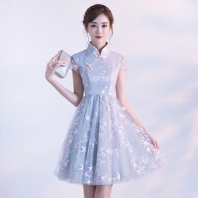Традиционное китайское платье vestido, женское атласное длинное платье cheongsam qipao, китайское традиционное платье с цветочной вышивкой - Цвет: color1