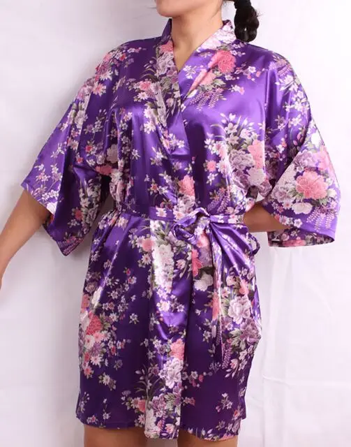 Шелковое атласное свадебное платье невесты халат подружки Цветочный Короткое