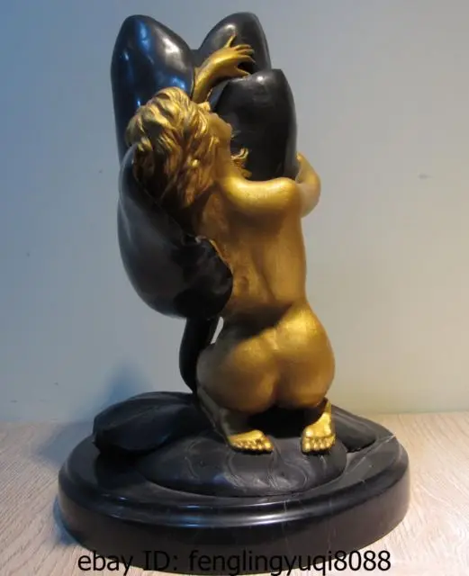 Западная ХУДОЖЕСТВЕННАЯ медная Бронзовая статуэтка мраморная основа Лотос