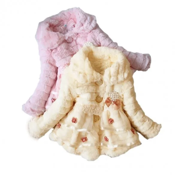 Новинка пальто на флисовой подкладке из искусственного меха для маленьких