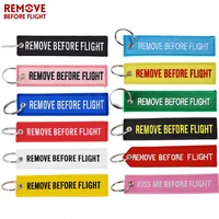 remove before flight key chain chaveiro red embroidery keyring for aviation gifts luggage tag key fob motorcycle car keychains
