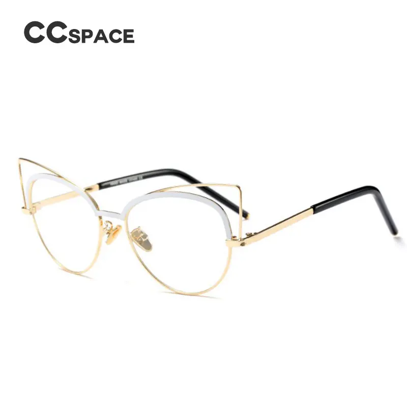 CCSPACE женские очки кошачий глаз оправа металл пилот цветное покрытие для бровей