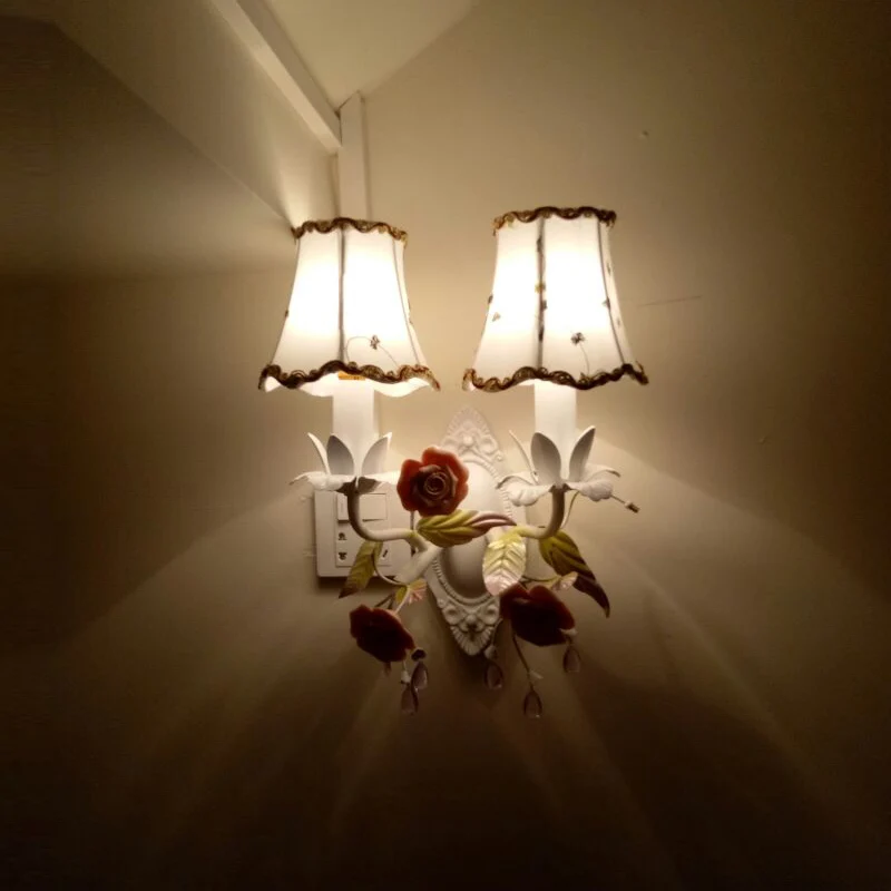 Европейский Свадебный розовый настенный светильник светодиодные Цветочные