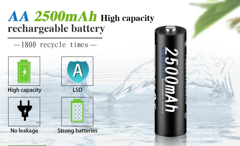 PALO 4 шт высокой емкости 2500mAh 1,2 V 3000MAH AA Ni-MH Предварительно заряженный перезаряжаемый AA 1300MAH аккумулятор 2A Baterias