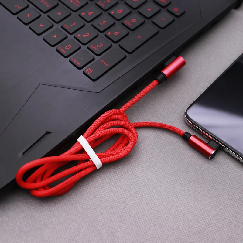Кабель с разъемом USB типа C двойной L 90 градусов для быстрой зарядки Samsung S8 S9 Note 9 Xiaomi