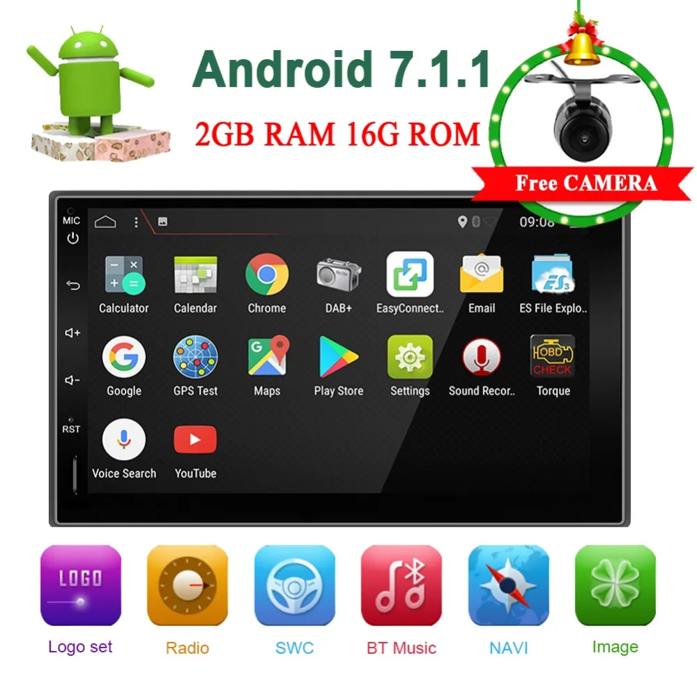 Bosion 7 &quotAndroid 7.1.1 4 ядра Автомобильный мультимедийный радио 2DIN gps Bluetooth навигация SD