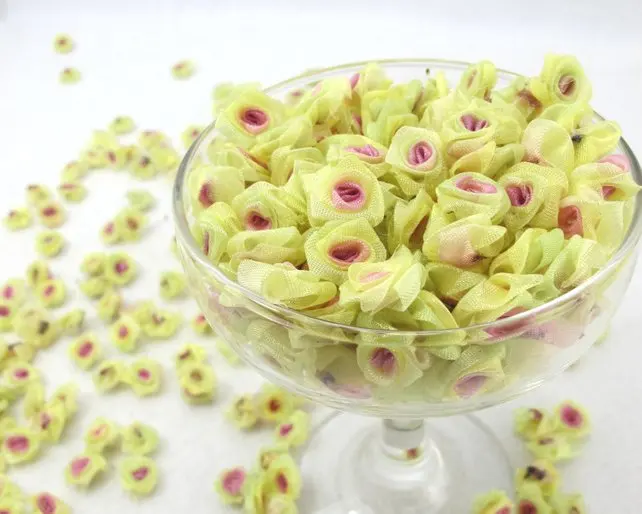 30 шт. Шифоновый Цветок розы бутоны | Цвет Омбре Светильник-желтый Фиолетовый