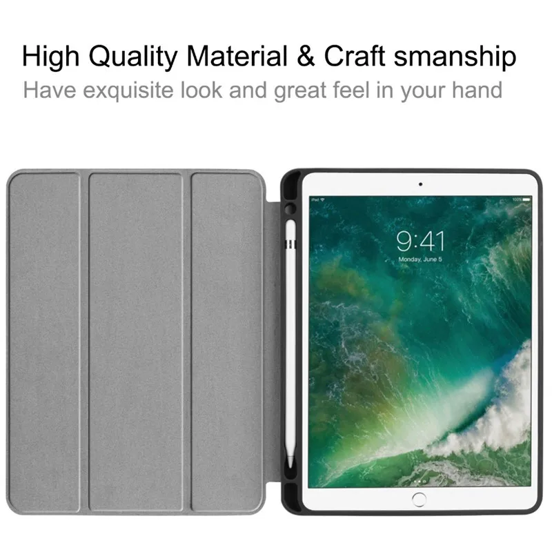 Тонкий чехол подставка из искусственной кожи для Apple iPad 9 7 2018 2017 с держателем