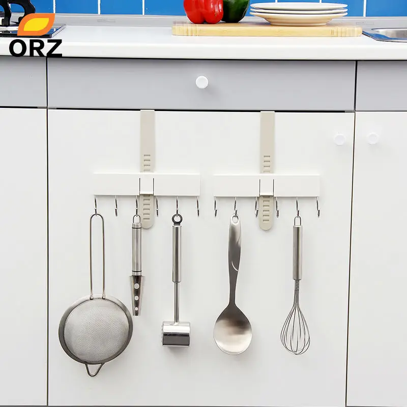 TT 2 шт Кухня крючок для крепления на шкафу Регулируемый двери шкафа вешалки с 6