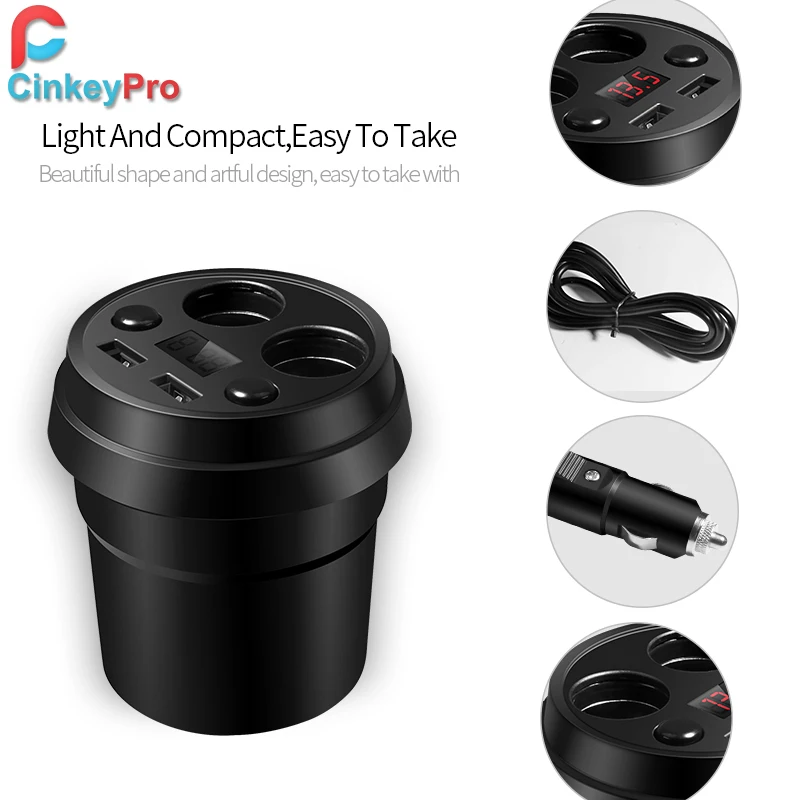 CinkeyPro чашки 2-Порты и разъёмы зарядных порта USB для автомобиля Зарядное устройство для iPhone 8 Plus iPad samsung 2* Прикуриватель Автомобиля-Зарядное устройство для мобильного телефона 5В/3.1A зарядки