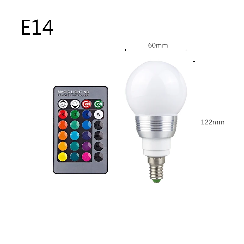 E14 high E27 E14 Светодиодный 16 изменение цвета RGB Волшебная осветительная лампа 85-265 в 110 в 120 в 220 В RGB Светодиодный прожектор+ ИК-пульт дистанционного управления - Испускаемый цвет: E14 high