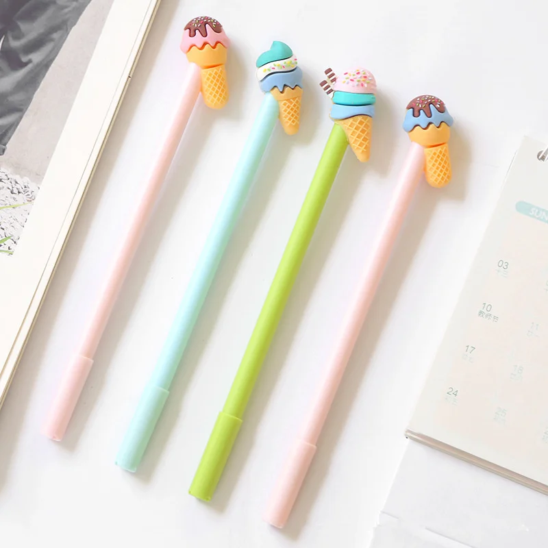 

24 pcs/Lot Ice cream pen 0.5mm Black color gel ink pens Kawaii gift Toy Office supplies Material Canetas escolar EB742