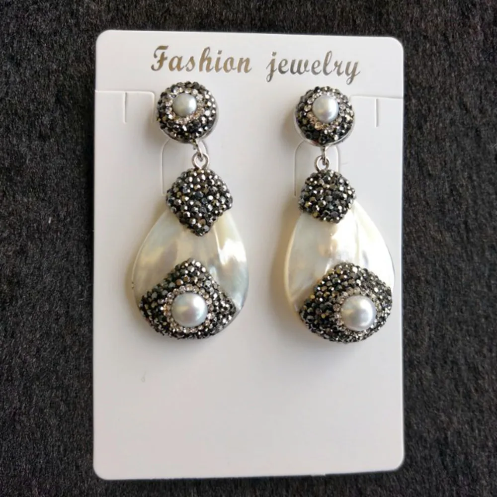 5 пар жемчужные длинные висячие серьги с черными стразами женские модные
