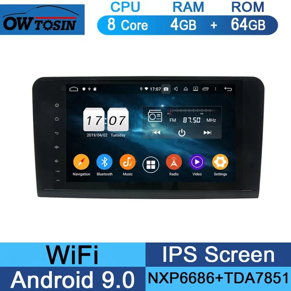 64G " ips Android 9,0 8Core 4G+ 64G Автомобильный dvd-плеер для Mercedes Benz ML GL Class W164 X164 ML350 ML500 GL350 GL450 GPS стерео радио - Цвет: 64G