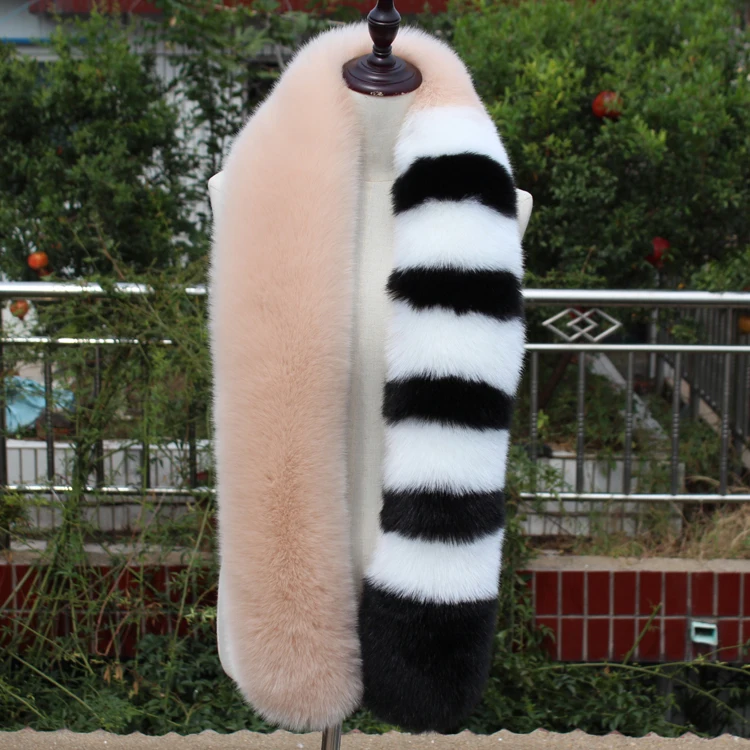 Потрясающий высококачественный длинный шарф из искусственного лисьего меха