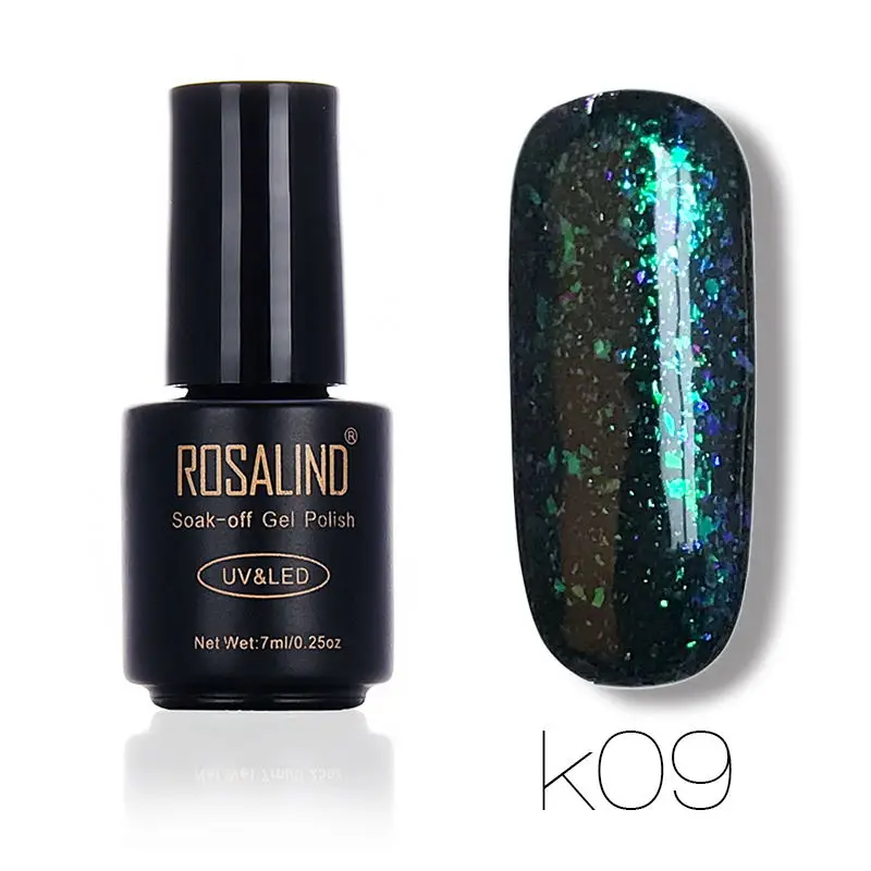 RAK09 Rosalind гель 1S 7 мл Блестящий Galaxy лак для ногтей необходим черный блеск для ногтей Полупостоянный гель лак - Цвет: RAK09