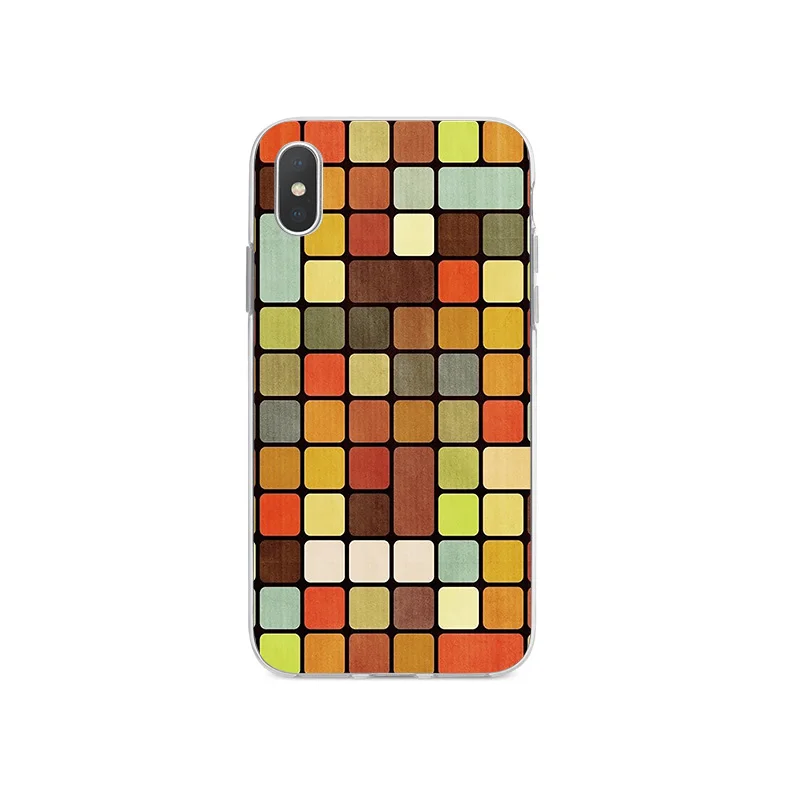 Силиконовый чехол для iPhone 6 6S 7 8 Plus 5 5S SE с квадратным рисунком мягкий X XR XS MAX |
