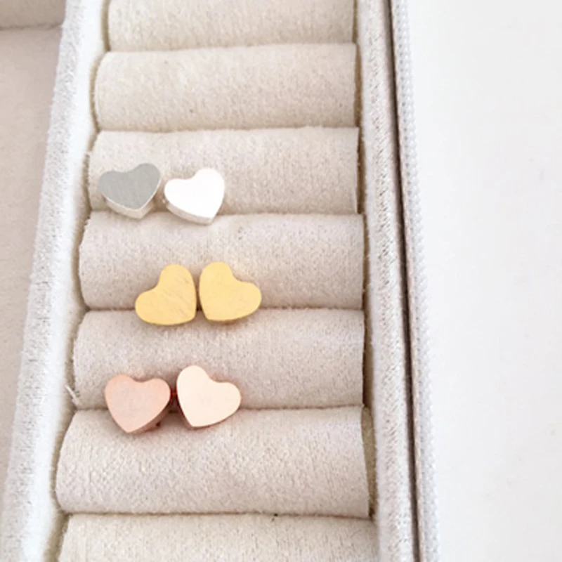 Rose Gold Heart Stud Earrings for Women Aretes De Mujer Earring Orecchini Donna Boucle D'oreille Brincos Earings Fashion Jewelry|heart stud
