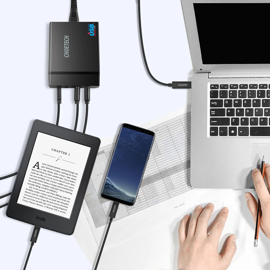 CHOETECH Мульти Usb зарядное устройство USB C 72 Вт 4 порта usb type C PD зарядное устройство станция type-C для MacBook Pro iPad Pro iPhone XS MAX huawei