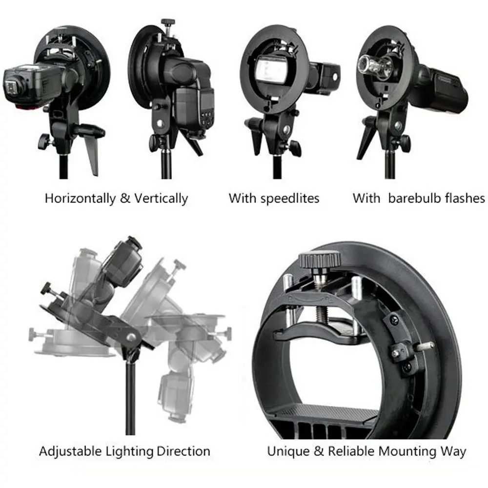 Godox s образный кронштейн Bowens держатель для вспышки Speedlite Snoot софтбокс