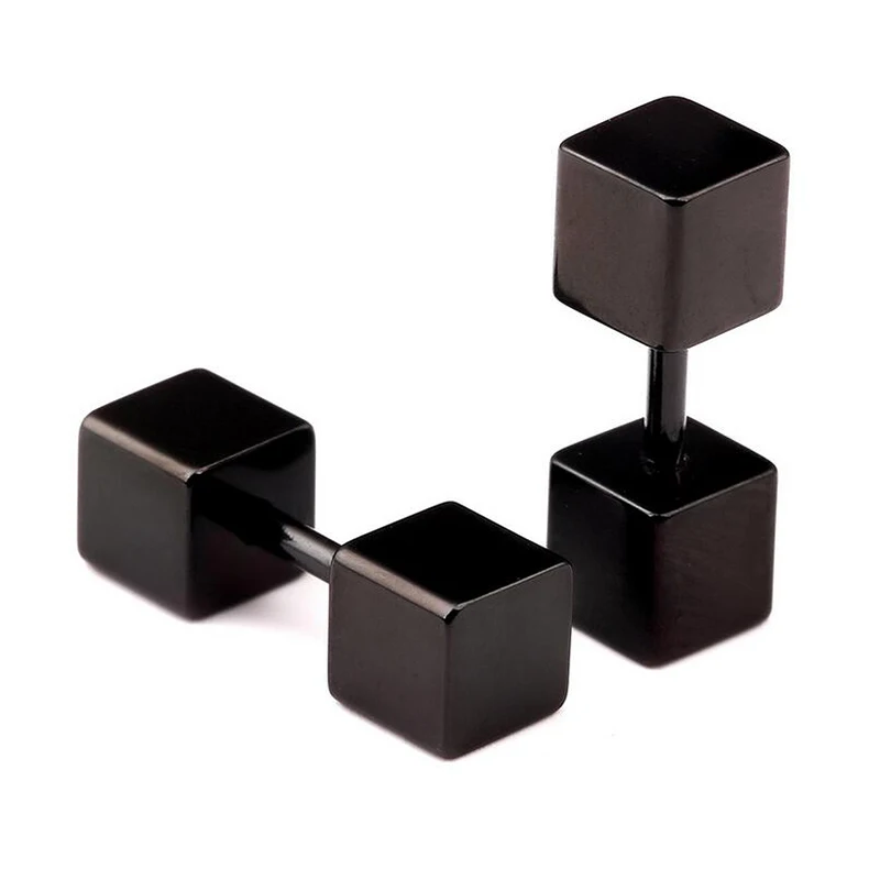 Новые маленькие серьги-гвоздики в стиле хип-хоп Простые Стальные Серьги Черного