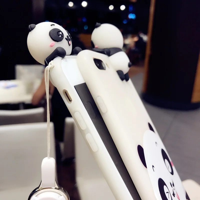 KISSCASE 3D Cartoon Cases For iPhone 7 8 6 6s Case Panda Cute Korean Silicone Plus X Covers Capinhas Coques |