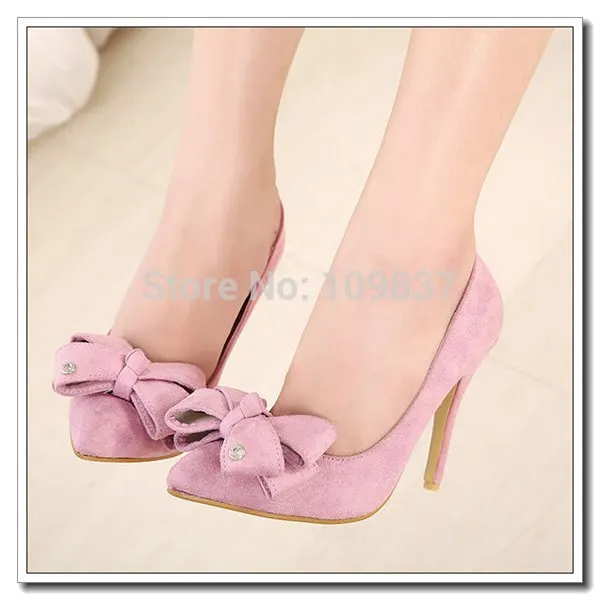 2014 New Popular Design Pointed Toe Sweet Bowtie Women Sexy High Heel Pumps MY5083 | Обувь