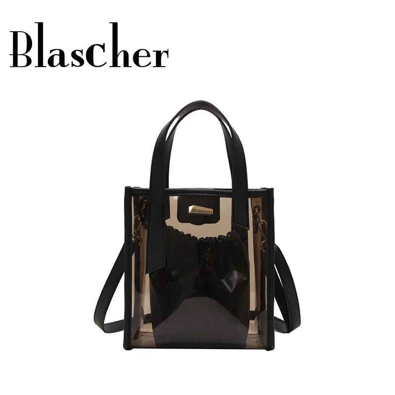 Blascher 2018 новые большие сумки лазерная прозрачный Для женщин сумка желе топ ручка