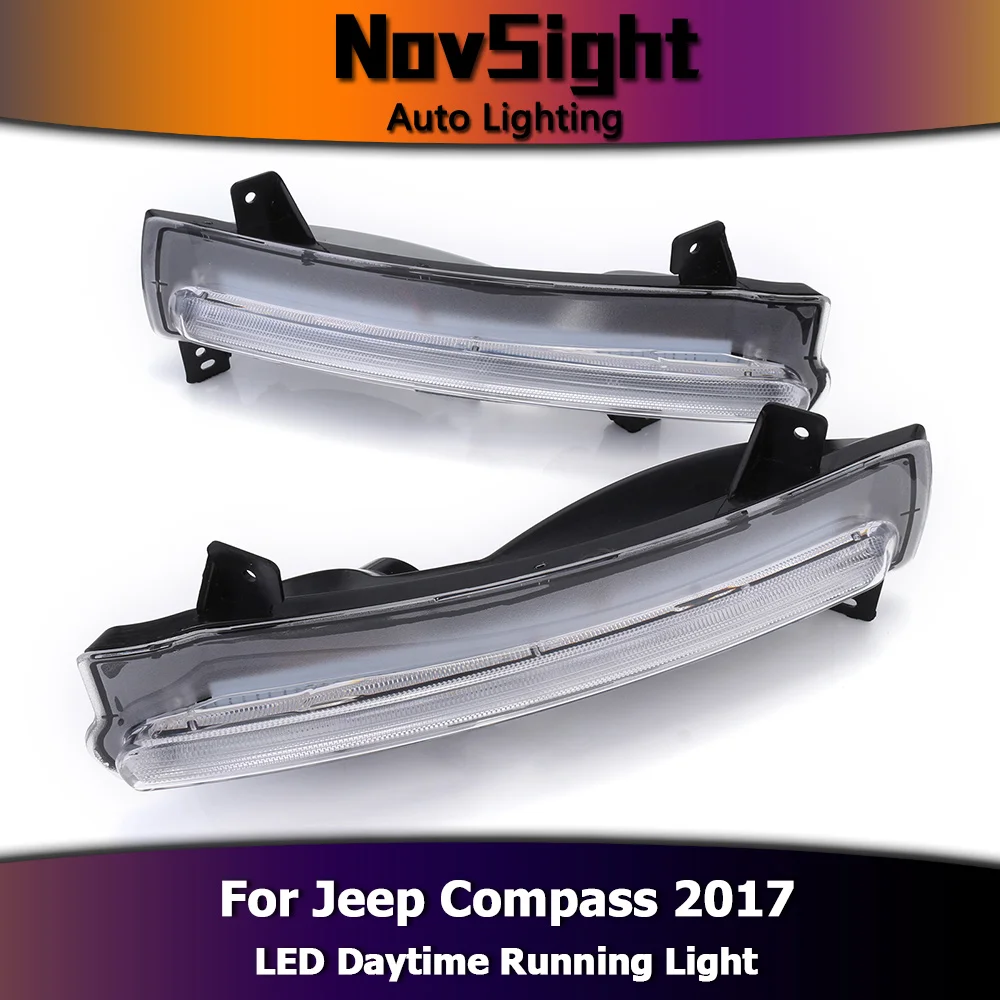 NOVSIGHT белая автомобильная светодиодная лампа для Jeep Compass 2017 дневная ходовая DRL с