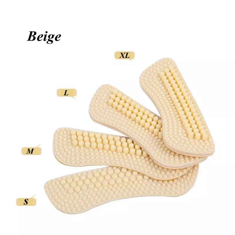 Beige-XL 1 пара новых массажных силиконовых вкладышей, модные мягкие липкие силикагелевые тканевые накладки для обуви, накладки на заднюю пятку, Черные стельки - Цвет: Beige-XL