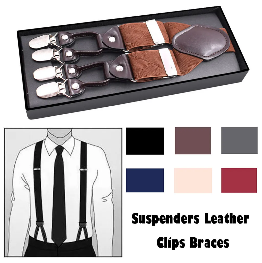 2019 подтяжки кожаные зажимы подтяжек винтажные повседневные для брюк ремешок bretele