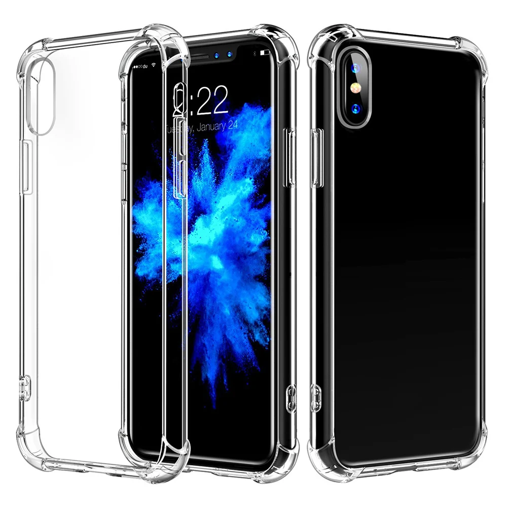 Ультра тонкий мягкий чехол для iPhone X 6 S плюс 7 8 прозрачный антидетонационных