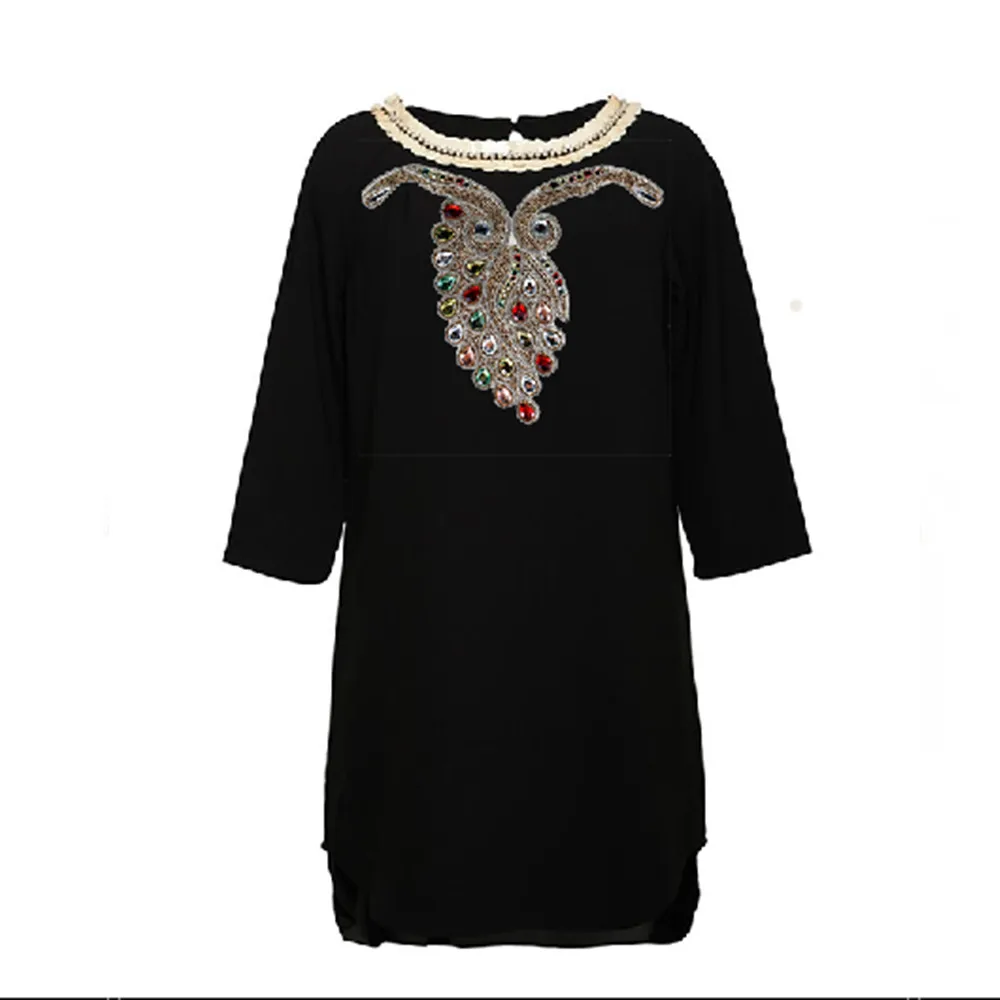 1 шт. цветной воротник с павлином горячей фиксацией нашивки бисером и кристаллами