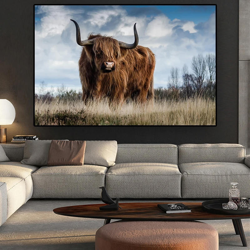 Highland Скандинавская картина с изображением коровы и крупного рогатого скота на