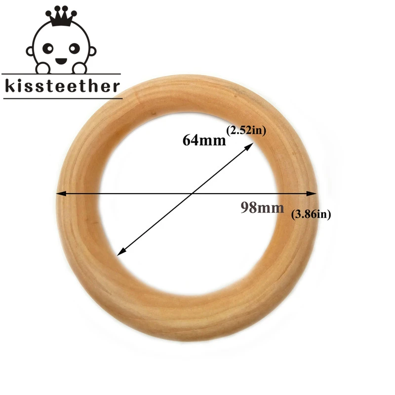 5pcs 98 мм деревянные кольца деревянные детские зубные кольца для Прорезыватель-игрушка DIY аксессуары для 3-12 месяцев младенцы зуб уход за товары - Цвет: 5pcs