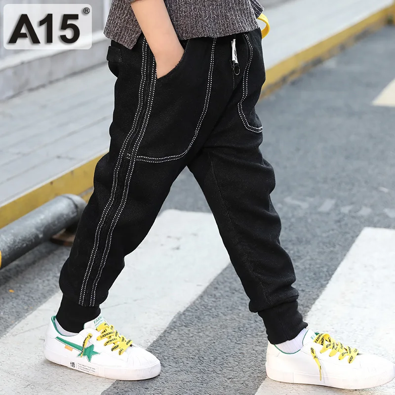 Детские штаны для мальчиков джинсы больших подростков длинные весенние