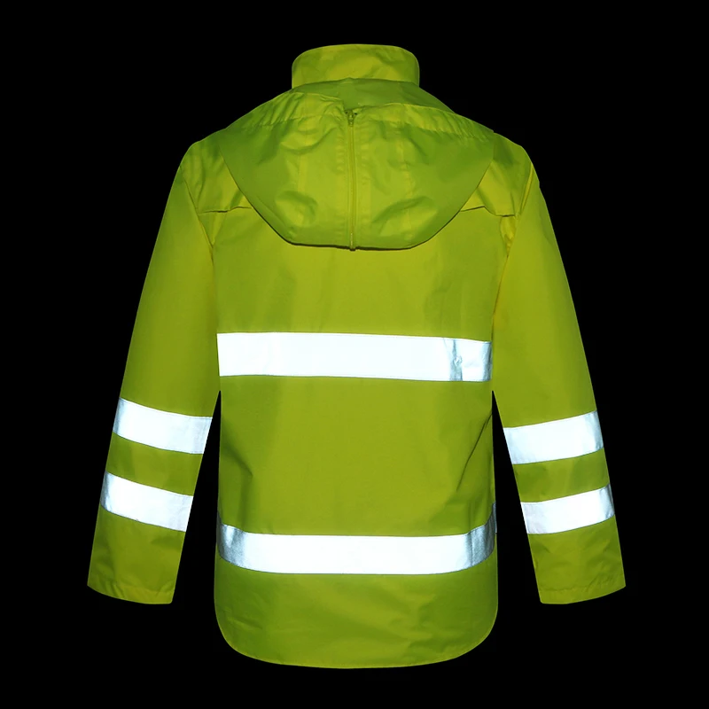 HI VIS Светоотражающий дождевик дорожное строительство экологическая форма плащ водонепроницаемая верхняя куртка с логотипом печать