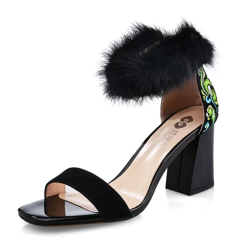 Европа 2018 женские модные летние сандалии из натуральной кожи с цветочной