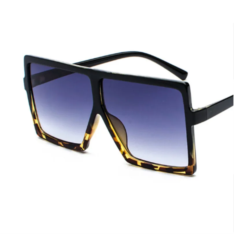 Oversized Sunglasses Women Men Gradient Lens Shades Sun Glasses Vintage Brand Designer Male Female Big Black Frame Glasses - Цвет линз: Leopard
