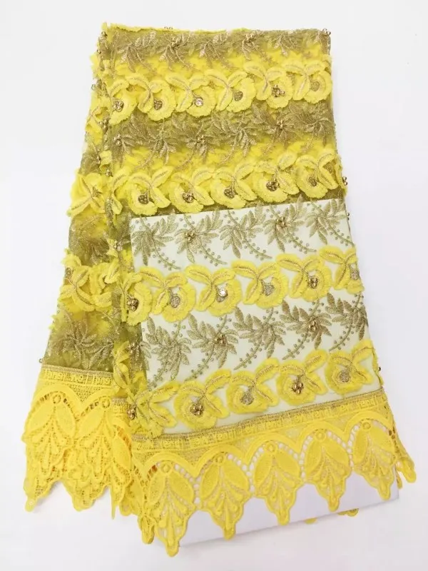 Ткань для платье свадебное Желтый Франция Кружево последние hojilou 3D Африканский