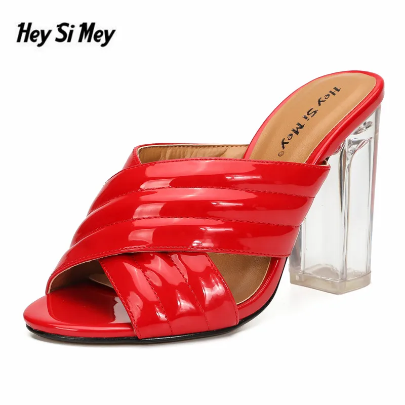 Туфли женские на шпильке 10 см прозрачные сандалии толстом высоком каблуке