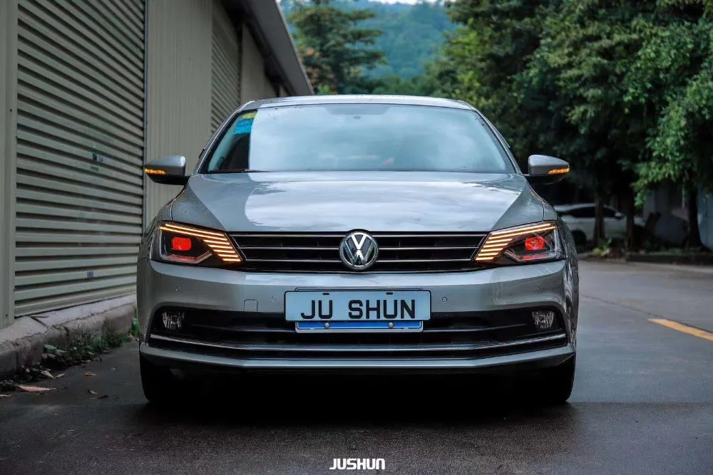 Стайлинга автомобилей корпус передней фары для VW Jetta 2011- светодиодный фары VW Jetta светодиодный фар DRL Объектив Двойной Луч Биксеноновая светодиодный