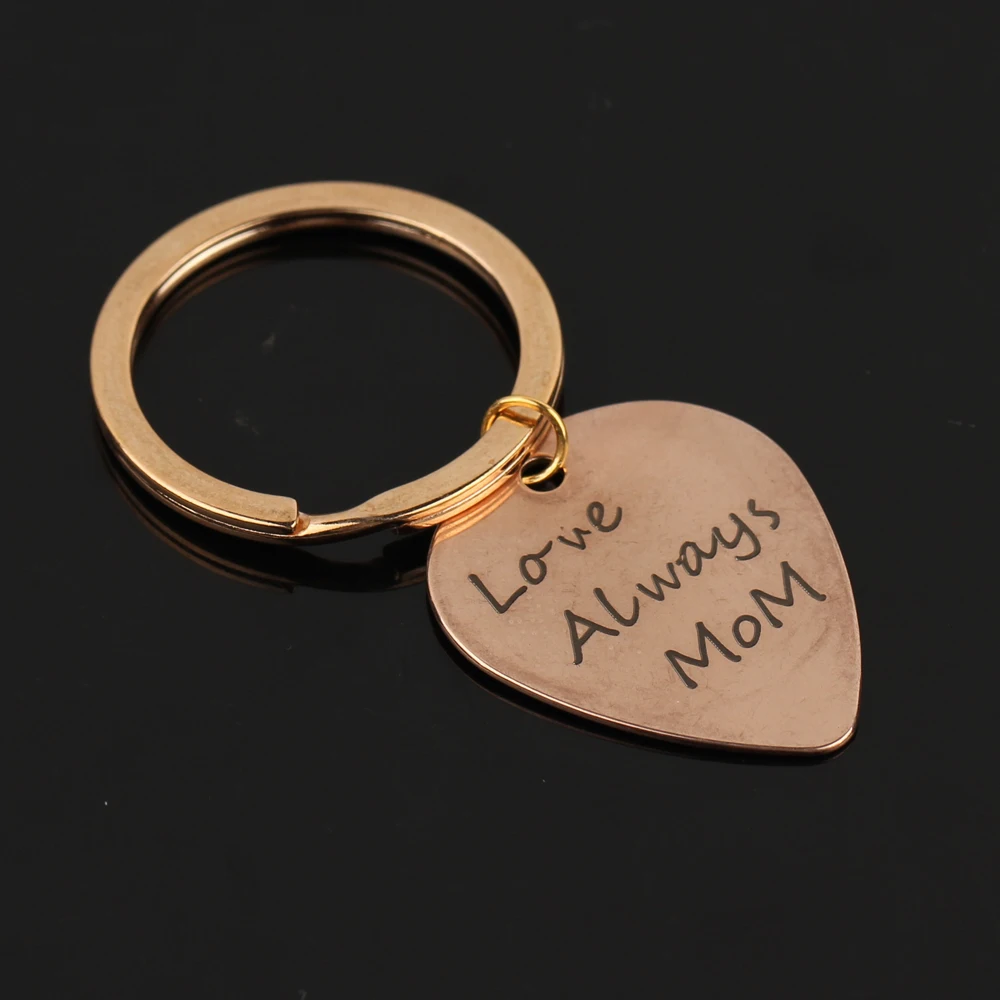 2018 модный брелок для гитары с ручной печатью Love Always MoM Heart Jewelry из нержавеющей
