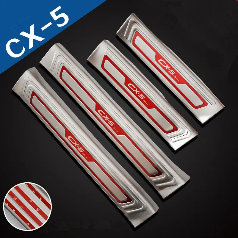 

NEW CX5 CX-5 Door Sill Plates Protective Guard Stainless Steel Door Sill Scuff Plates for Mazda CX-5 2018 2019