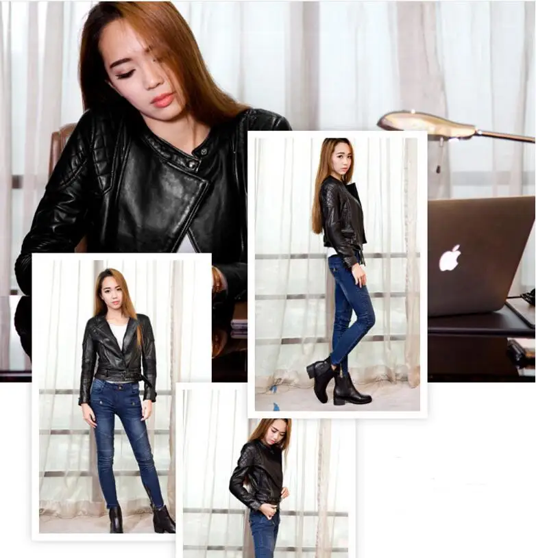 ladies leather jacket women faux sheepskin coat plus size fashion short biker jackets 2017 | Женская одежда