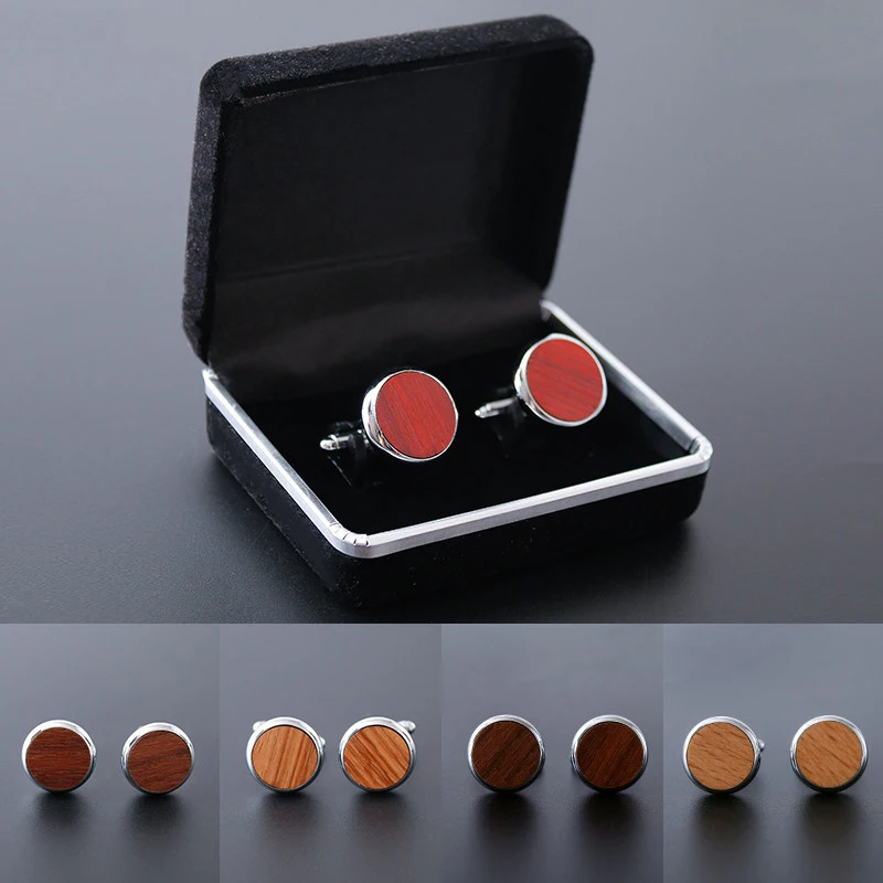 Новые Натуральные запонки с деревянными элементами для мужчин бизнес ручной