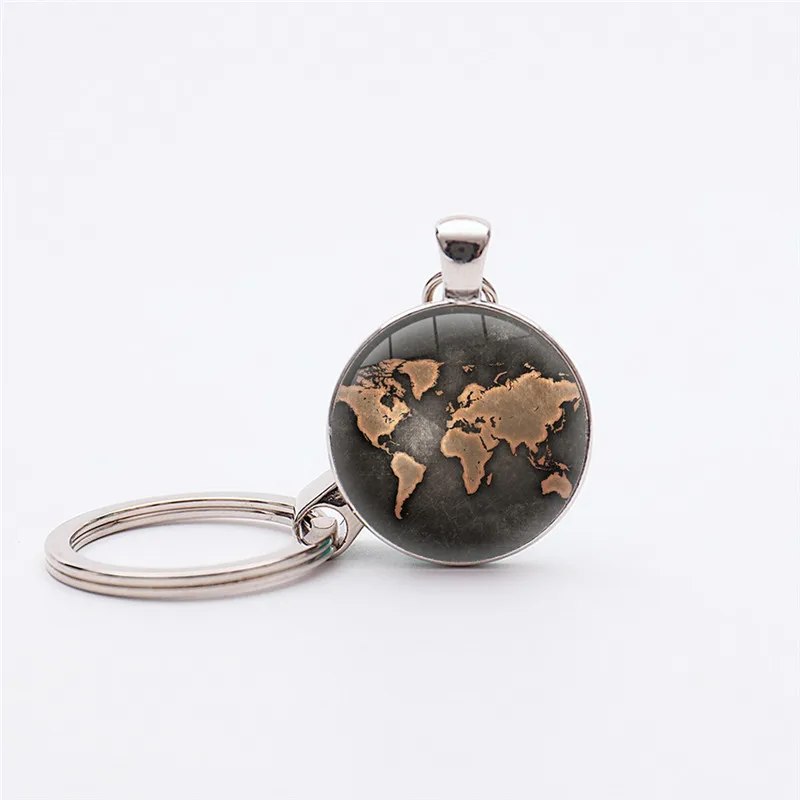 

Vintage Globe Keychains Planet Earth World Map Art Silver Plated Pendant Key chains Key rings Birthday Gifts Motorcycle keychain