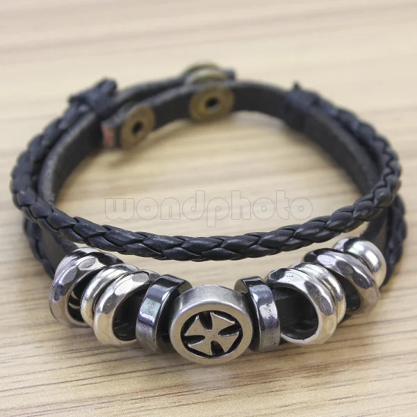 Холодный Металл Мужчины Крест Шипованных Плетеный ИСКУССТВЕННАЯ Кожа Серфер