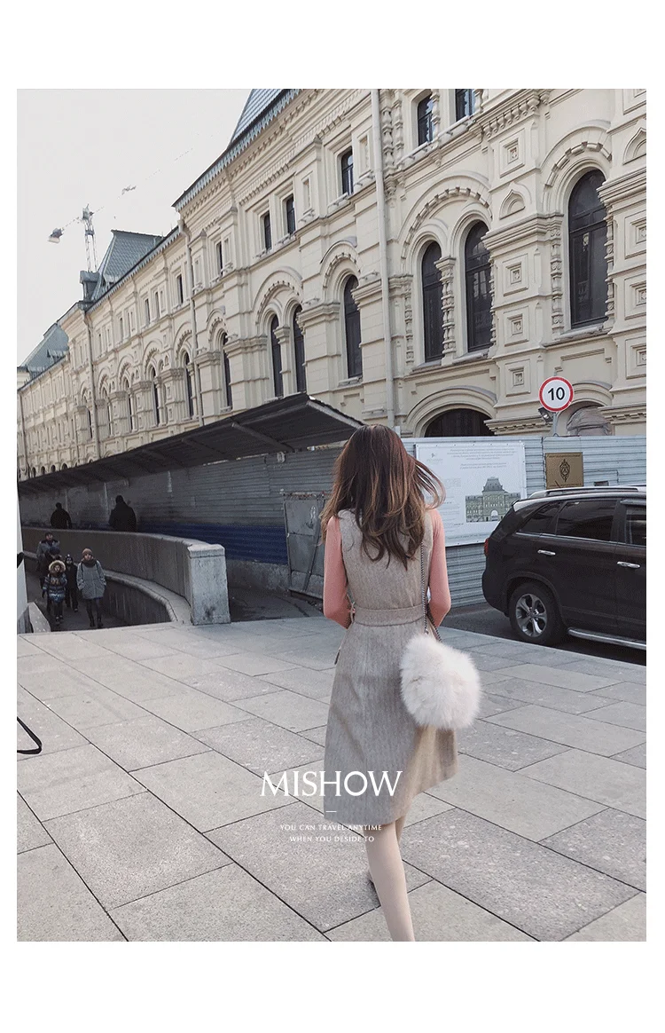 Mishow Модное женское осенняя и зимняя платье с поясом MX18D1063